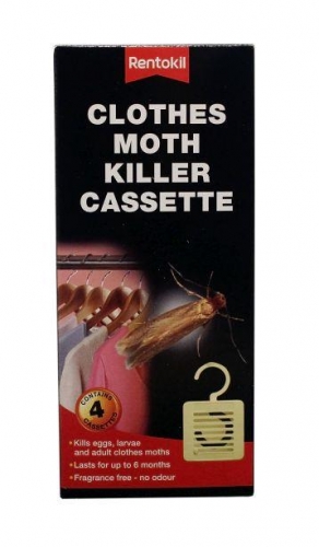Pack Of 4 Rentokil Hangable Clothes Moth Killer Cassette