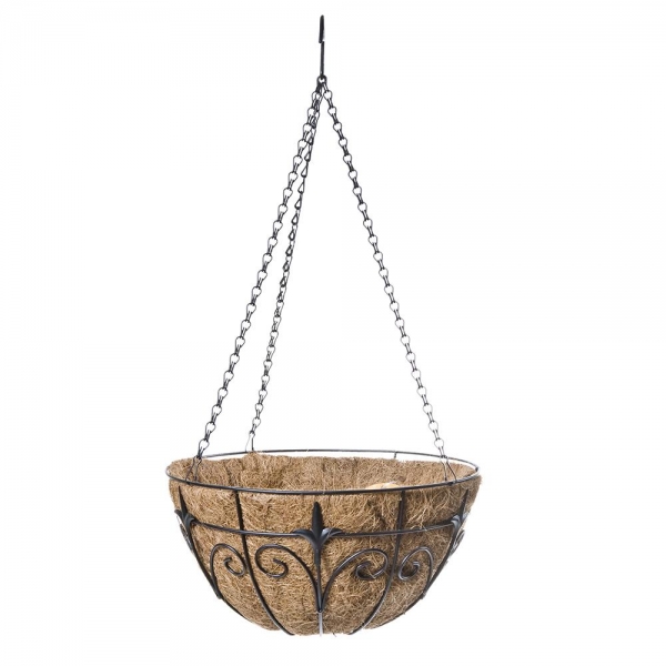 Classic Finial Hanging Basket 35.5cm Metal Black