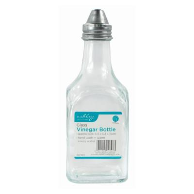 Glass Vinegar Bottle 170ml with Metal Lid for Oil Soy Sauce Balsamic Dressing