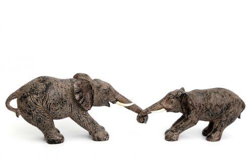 Resin Elephants Holding Trunks Animal Ornament Statues Wild Life Decoration