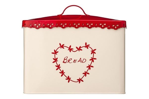 Steel Bread Bin Cream and Red Food storage container