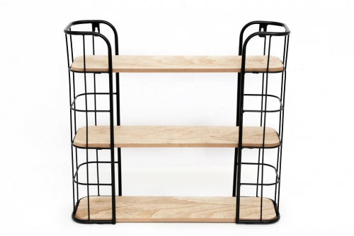 Metal Wire Frame Wooden Shelves Shelf Wall Unit