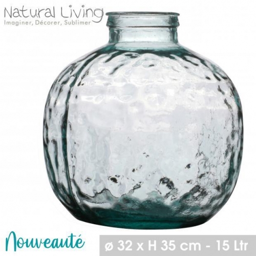 Louise Round Recycled Glass Vase 15L