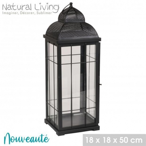 Square Black Metal Lantern 50X18 cm