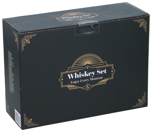 Whiskey Decanter Set with 4 Glasses Clear Glass Gift Boxed Elegant Design