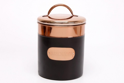 Black And Copper Biscuit Tin Kitchen Storage