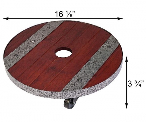 16 Inch Round Heavy Weight Wood Plant Caddy