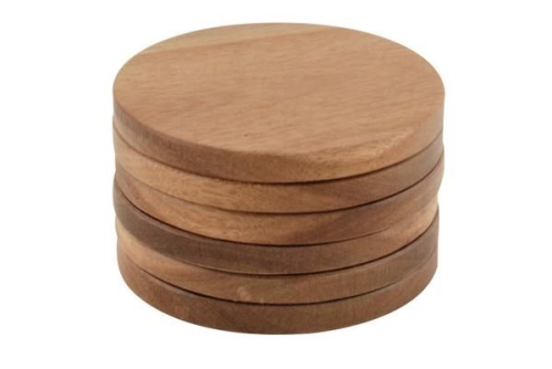 Acacia Wood Coaster 10cm Round Set of 6