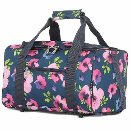 5 Cities Ryanair Sized Cabin Holdall Hand Luggage Bag 40x20x25cm Navy Floral