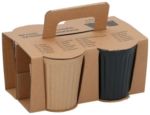 4 Piece Ceramic Mug Set 150ml Colorful Tea Coffee Cups with Cardboard Holder