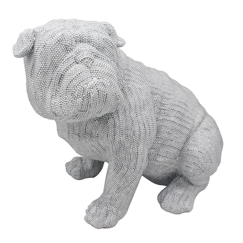 Silver Art Large Bulldog Sitting Statue