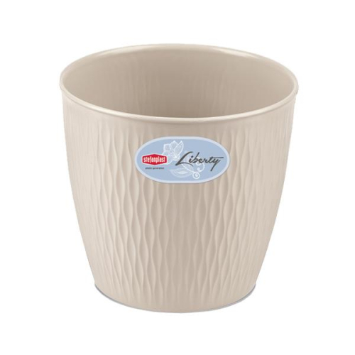 Liberty Pot 25 cm Travertine White Indoor Outdoor Planter 8.5L Modern Elegant