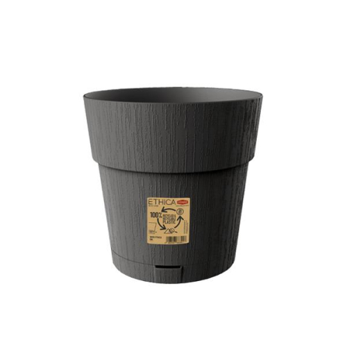 Plastic Vase 25cm Graphite with Water Reserve Eco Friendly Outdoor Planter
