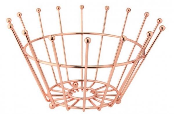 Stylish Copper Wire Finish Fruit Basket Crown Large Table Decoration 32Cm
