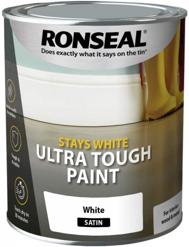 Ronseal Stays White Ultra Tough Paint White Satin 2.5L