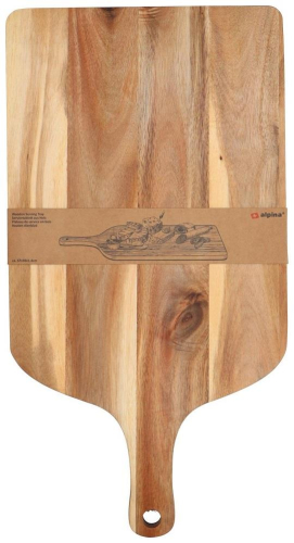 Wooden Pizza Board with Handle Round Serving Tray for Kitchen or Dining Use
