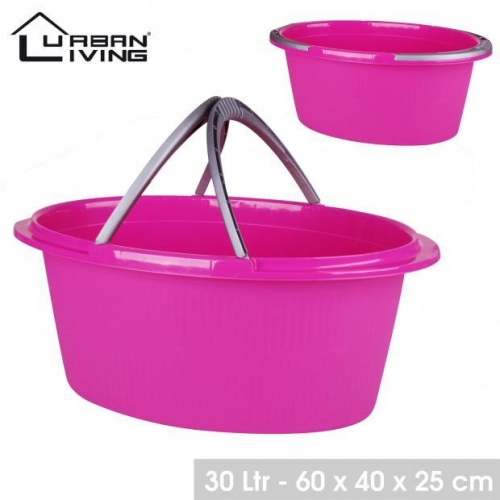 Oval Basin With Handle Plastic Pink 30L