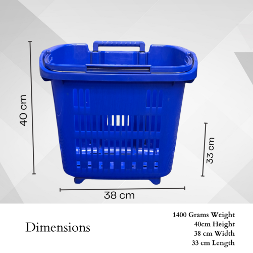 Rolling Blue Shopping Basket with Built in Tyres