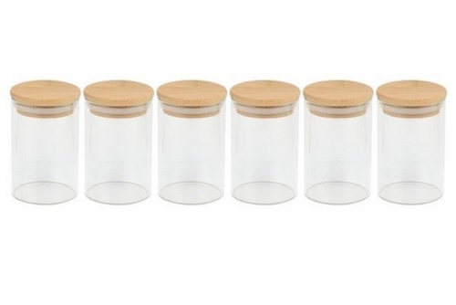 Set of 6 Borosilicate Glass Spice Jars