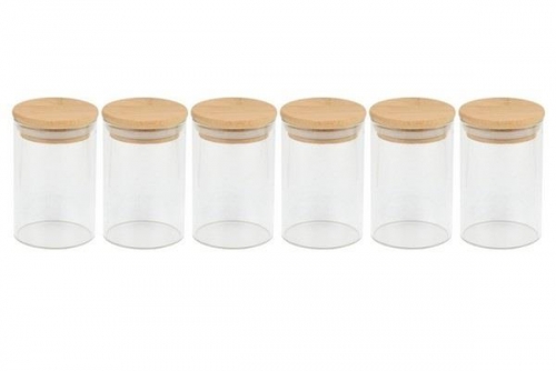 Set of 6 Borosilicate Glass Spice Jars