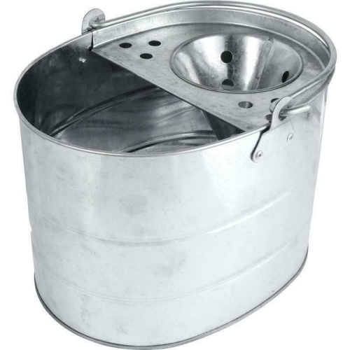 Metal Mop Bucket with Squeezer Heavy Duty Galvanised Steel Cleaning Silver