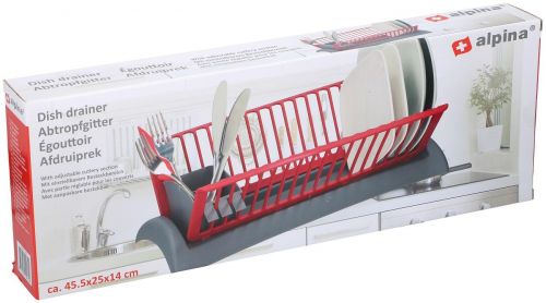 Dish Drainer Rack With Tray and Cutlery Section Draining Compact Space Saver46x26x14