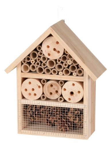 Med Hanging Wooden Insect Hotel Garden Bee Bug House 25x10x30cm