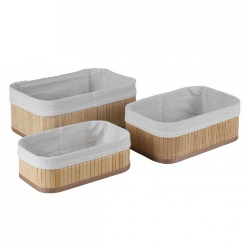 Set of 3 Bamboo Organizer Baskets Eco Friendly Durable Storage for Home Use