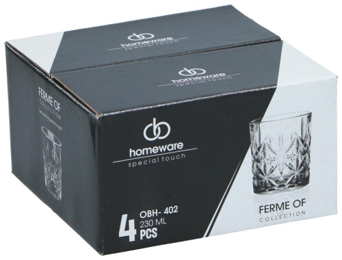 Homeware Glass Set 4 Pieces 230ml Elegant Drinking Glasses for Any Occasion