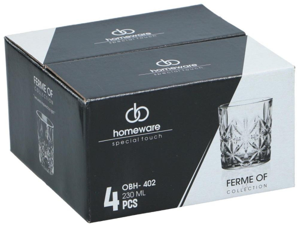 Homeware Glass Set 4 Pieces 230ml Elegant Drinking Glasses for Any Occasion