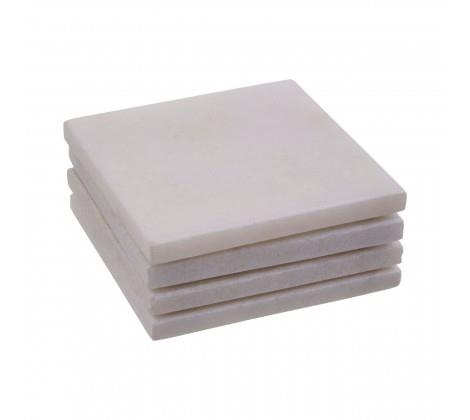 Set of 4 White Marble Coasters 10x10 CM