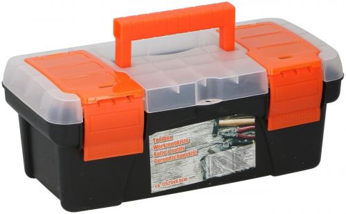 Toolbox 25x12x9.5cm Tool case plastic black strong