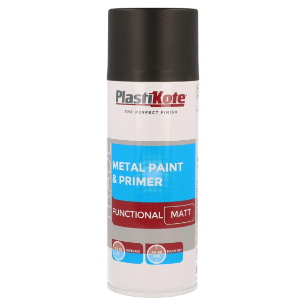 Metal Paint and Primer Matt Black 400ml 2 in 1 Protection for Metal Surfaces
