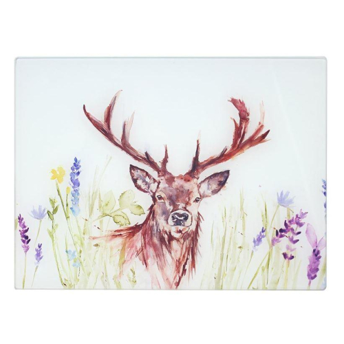 Stag Glass Cutting Board Toughened Heat Resistant Non Slip 40x30cm Kitchen Decor