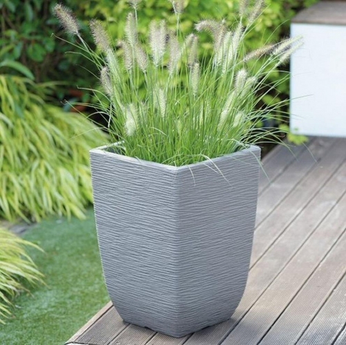 33cm Cotswold Tall Square Planter Limestone Grey