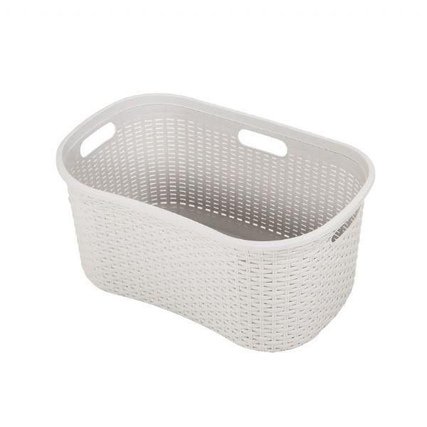 40L Rattan Effect Hipster Laundry Basket - Light Grey