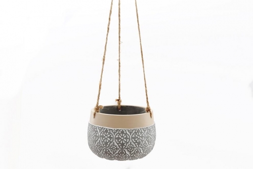 Hanging Grey Embossed Planter Small