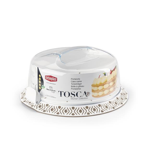 Tosca Cake Carrier with Cover Dove Grey & White 37x16 cm