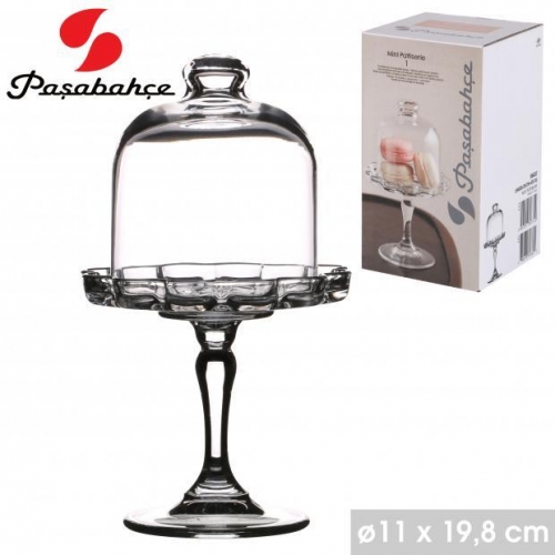 Footed Service Cake Dome Candy Dish With Bell Top Lid