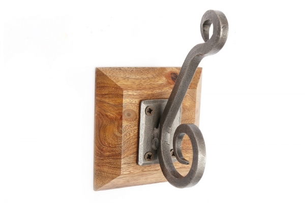 Single Metal Hook On Wooden Base Strong