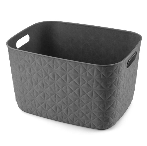 Softex Large 19L Storage Basket Dark Grey Plastic for Home Office Organization