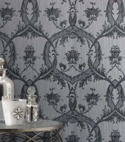 Elegant Milano 4 Damask Silver Wallpaper Wall Decoration 10.05m x 0.53m