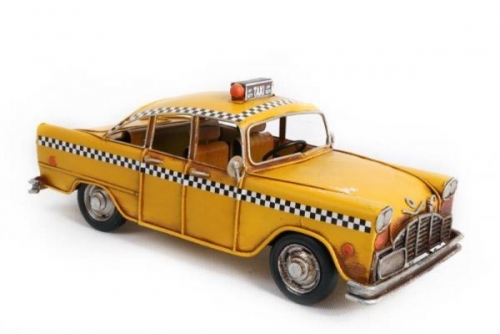 New York City Taxi Yellow Cab Tin Plate  Hand Painted Ornament Gift