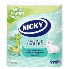Nicky Elite 3 Ply Soft Toilet Paper Tissue 9 rolls x 5 Pack, 45 rolls