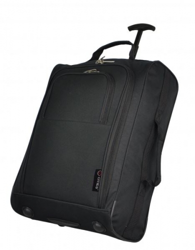 Black 21 Inch 2 wheeled Cabin Trolley Bag Flight Jet Travel Hand Luggage Lightweight