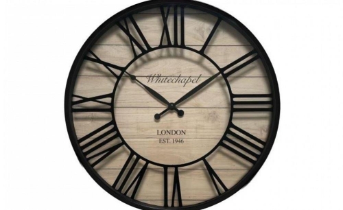 40.5cm Black & wood Effect Clock