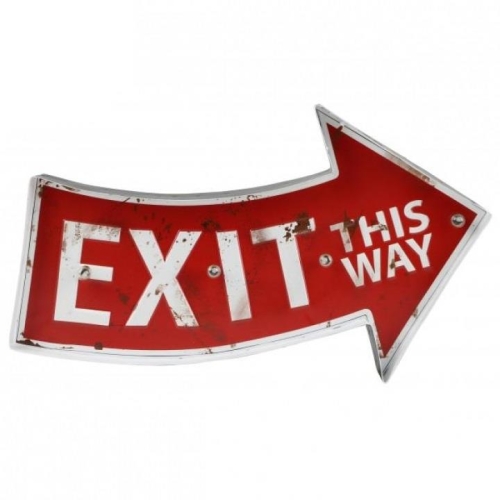METAL WALL DECORATION EXIT THIS WAY LED 51XH29CM