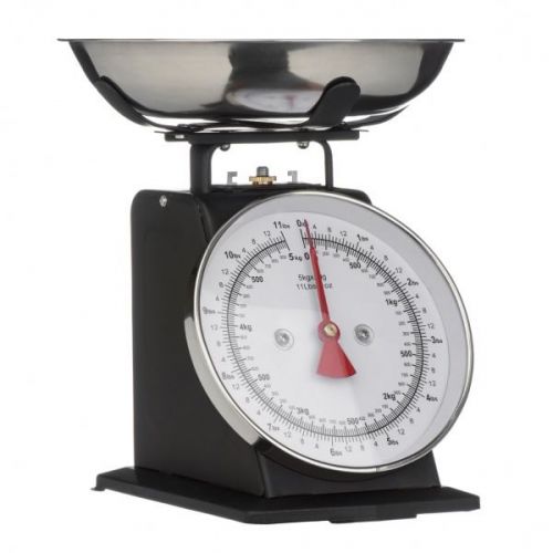 Matt Black Retro Style Kitchen Scale With Stainless Steel Bowl Max. Weight 5Kg