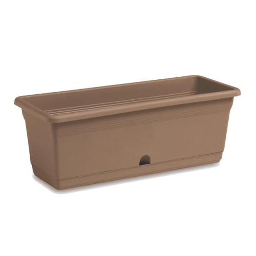 60cm Rattan Look Flower Box Dove Grey Self Watering Outdoor Plastic Planter