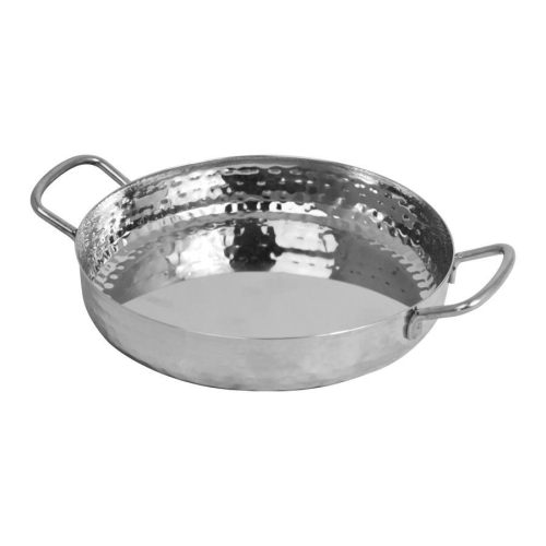 Mini Deep Pan 18cm Hammered Stainless Steel with Handles for Small Meals